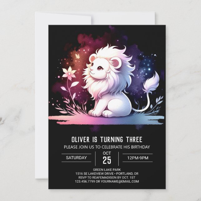Happy Custom Lion Birthday Einladung (Vorderseite)