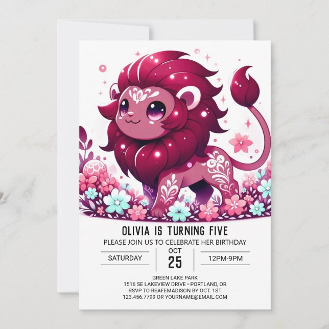 Happy Custom Lion Digital Geburtstag Einladung (Vorderseite)