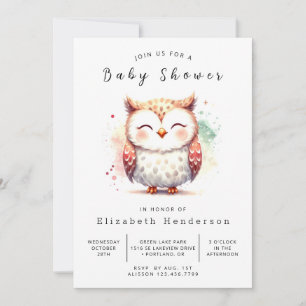 Happy Custom Owl Baby Shower Einladung