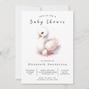 Happy Custom Swan Baby Shower Einladung