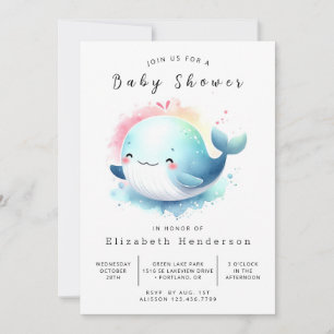 Happy Custom Whale Baby Shower Einladung
