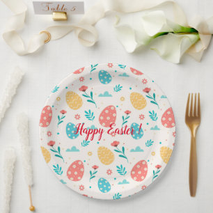 Happy Customize Oster Vintag Red Egg Floral Pappteller