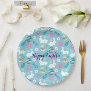 Happy Customize Osterkaninchen Floral Pappteller