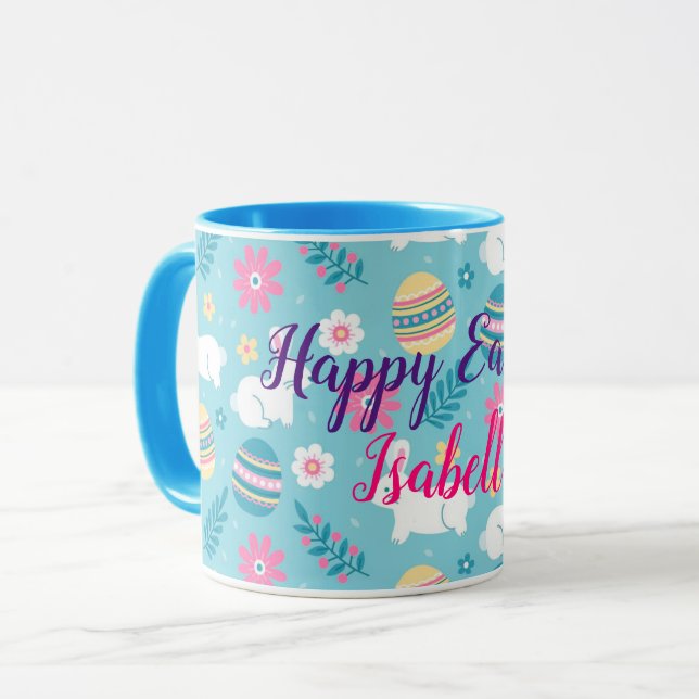 Happy Customize Osterkaninchen Floral Tasse (Vorderseite Links)