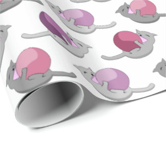 Happy Cute Cats Playing with Balls Geschenkpapier