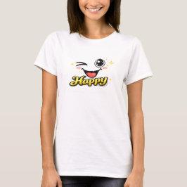 Happy Cute Smiley Face Graphic T-Shirt for Women