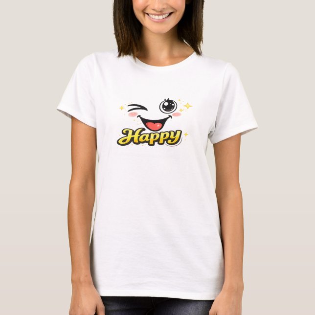 Happy Cute Smiley Face Graphic T-Shirt for Women (Vorderseite)