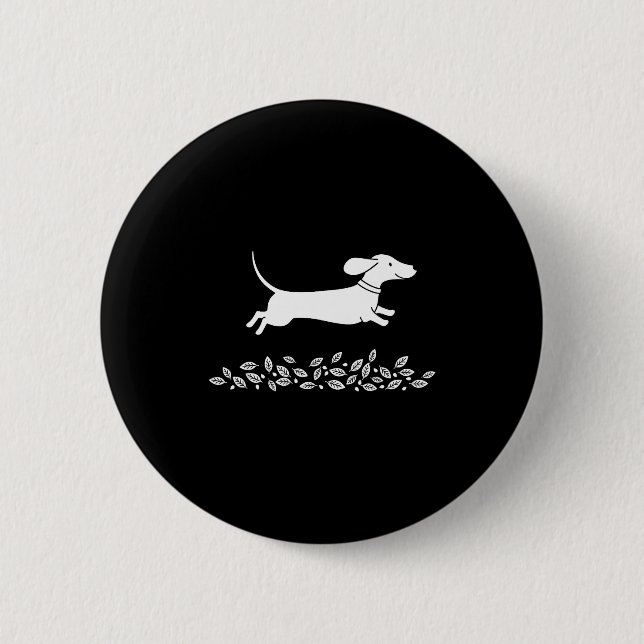 Happy Dachshund With Autumn Leaves For Pet Lovers  Button (Vorderseite)