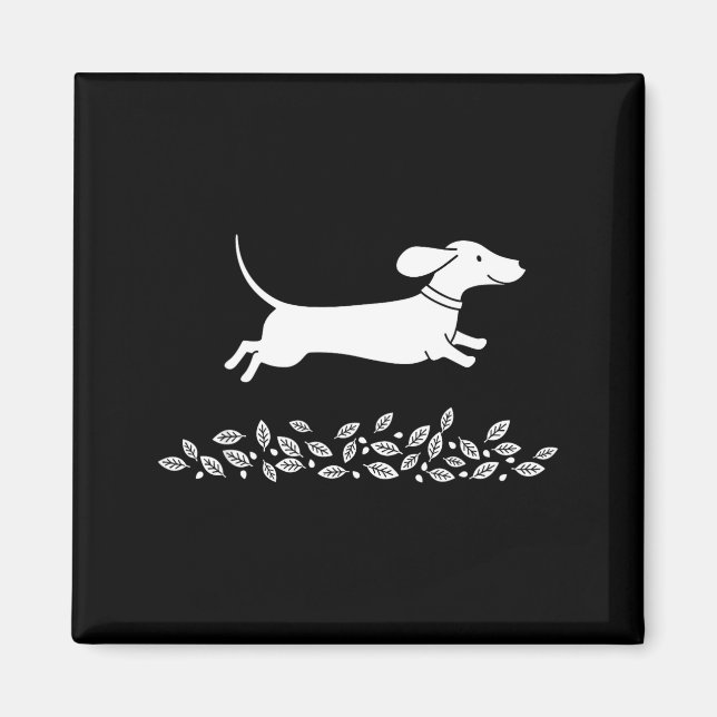 Happy Dachshund With Autumn Leaves For Pet Lovers  Magnet (Vorne)