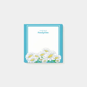 Happy Daisies Blue - White Post-it Klebezettel