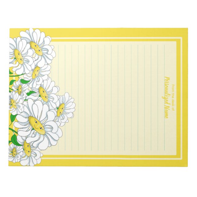 Happy Daisies Gelb-Gelb-Linde Notizblock (Vorderseite)