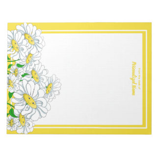 Happy Daisies gelb-weiß, unausgekleidet Notizblock