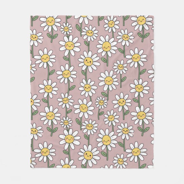 Happy Daisies Pattern - Cute Floral Design Fleecedecke (Vorderseite)