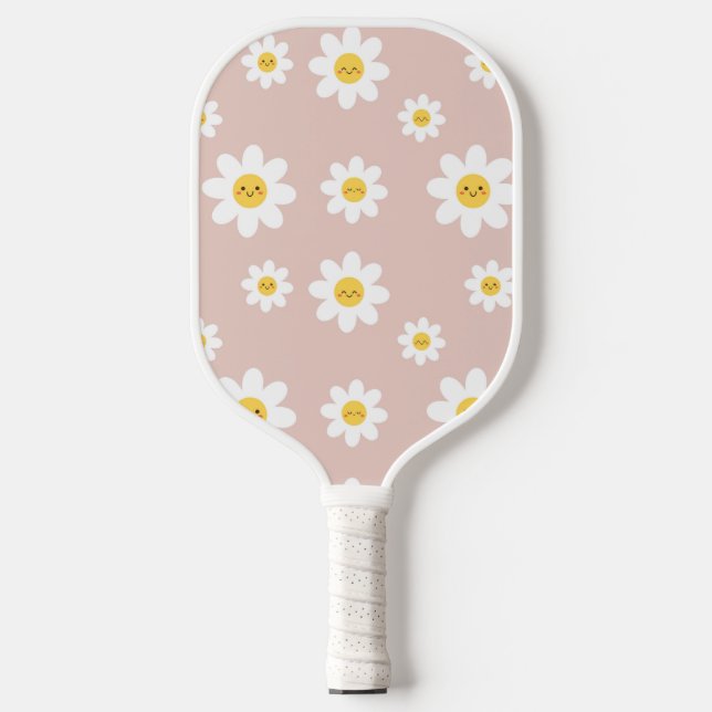Happy Daisies Pink Pickleball Paddle (Vorderseite)