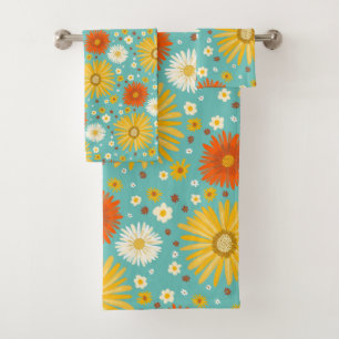 Happy Daisy farbiges Muster Blau Badhandtuch Set