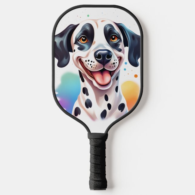 Happy Dalmatiner Dog Pet Pickleball Schläger (Vorderseite)