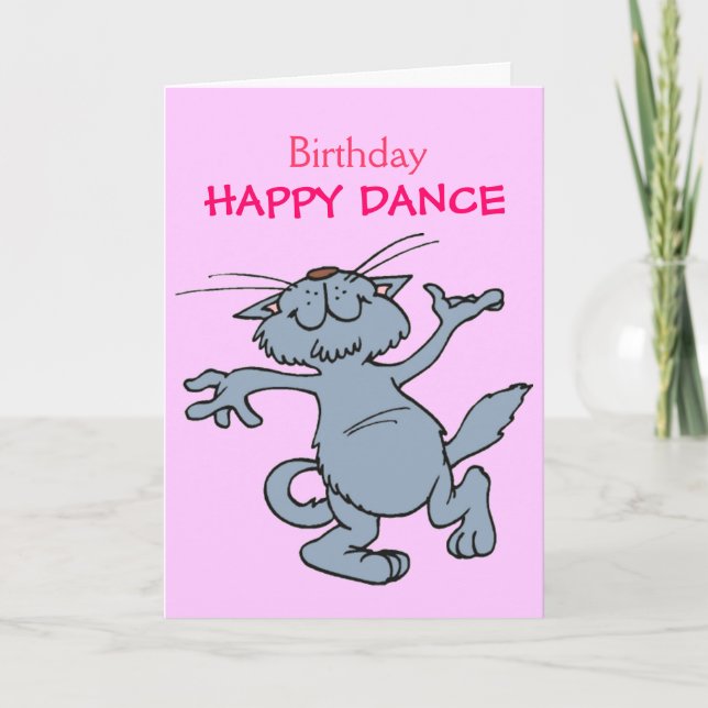 Happy Dance Happy Birthday Dancing Cartoon Cat Karte (Vorderseite)