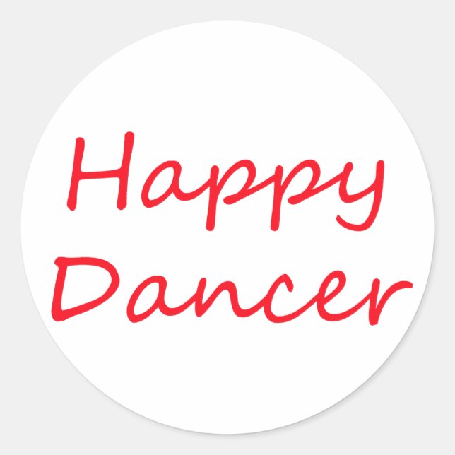 Happy Dancer Red Script Runder Aufkleber (Vorderseite)