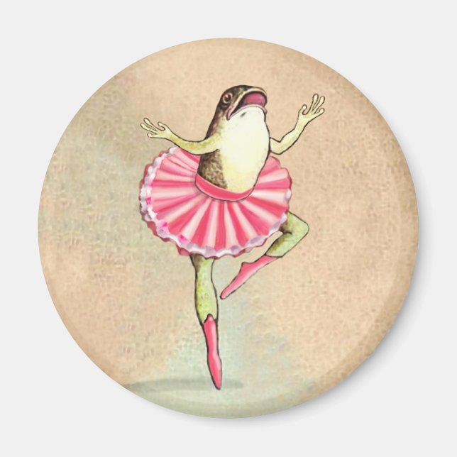 Happy Dancing Ballerina Frog Magnet (Vorne)