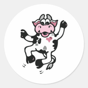 Happy Dancing Cow Runder Aufkleber