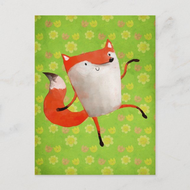 Happy Dancing Fox Postkarte (Vorderseite)