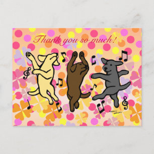 Happy Dancing Labrador Trio Cartoon Floral Postkarte