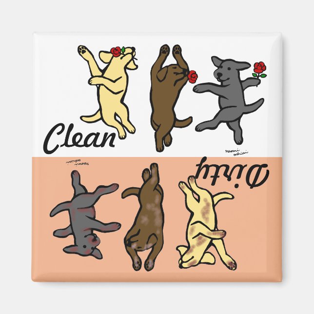 Happy Dancing Labradors Clean / Dirty Magnet (Vorne)