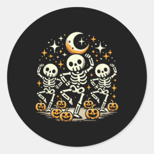 Happy Dancing Skeleton Halloween Pumpkin Women's F Runder Aufkleber