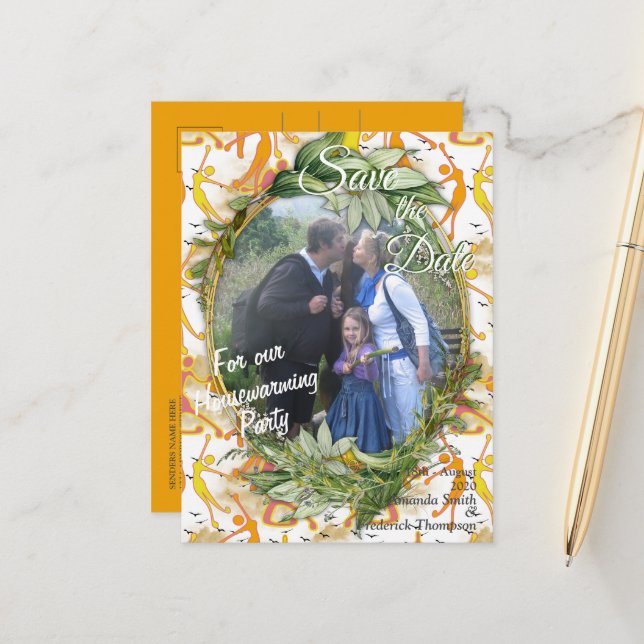 Happy Dancing Yoga Girls Ankündigungspostkarte (Vorderseite/Rückseite Beispiel)