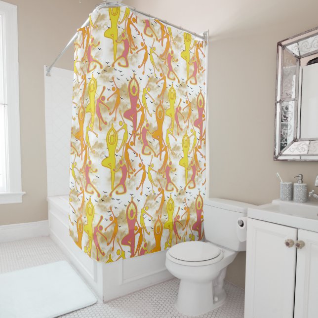 Happy Dancing Yoga Girls Duschvorhang (Beispiel)