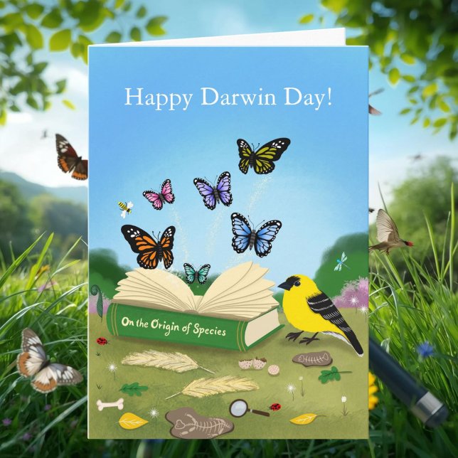 Happy Darwin Day Evolution Nature Art Karte (Von Creator hochgeladen)