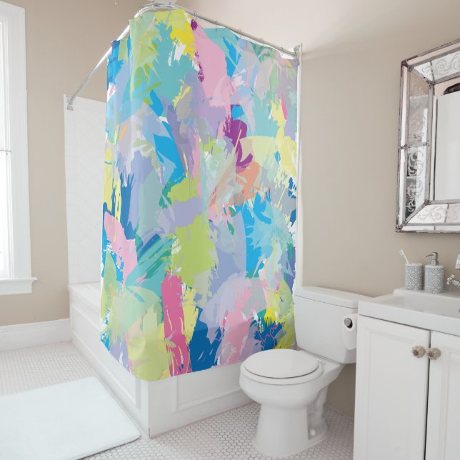 Happy Day Abstrakt Art Moderne Moderne einzigartig Duschvorhang (Beispiel)