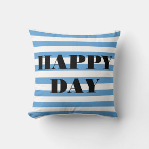 Happy Day Blau und Weiß Streifen Kissen