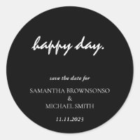 Happy Day Clean Black Modern Save the Date