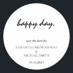 Happy Day Clean Modern Save the Date Runder Aufkleber<br><div class="desc">Happy Day Clean Modern Save the Date</div>
