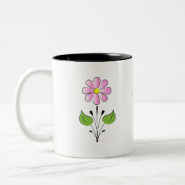 Happy Day Green Type mit rosa Blume Zweifarbige Tasse