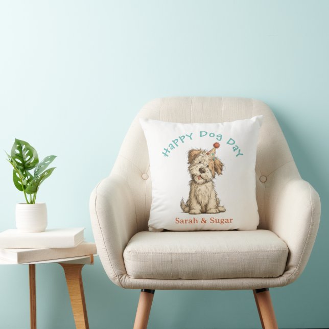 Happy Day Hund Kissen - Funny Custom Pet Lover (Stuhl )