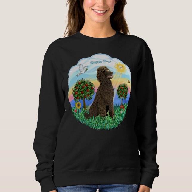 Happy Day mit einer Standard Poodle Chocolate Sweatshirt (Vorderseite)