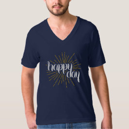 Happy Day Navy Unisex V-Neck T - Shirt