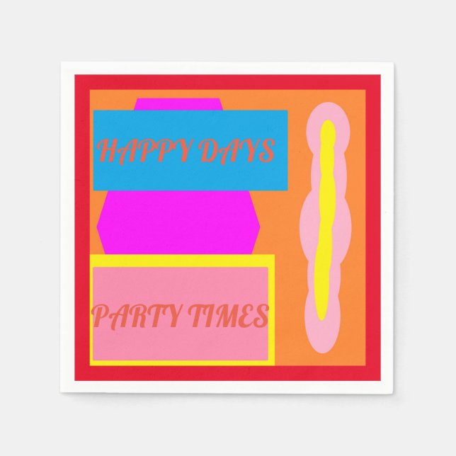 Happy Day Party Zeit gemischte Farben Logo Serviette (Vorderseite)