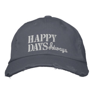 Happy Days Positives Zitat Rustic Blue Vintag Bestickte Baseballkappe