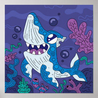 Happy Deep Sea Shark Poster