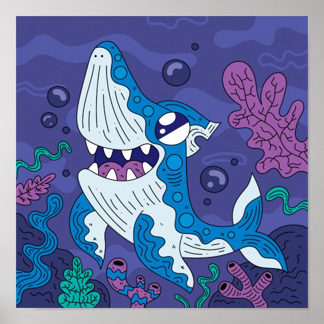 Happy Deep Sea Shark Poster (Vorne)