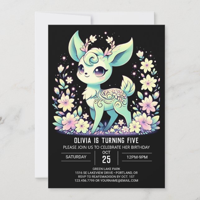 Happy Deer Digital Geburtstag Einladung (Vorderseite)