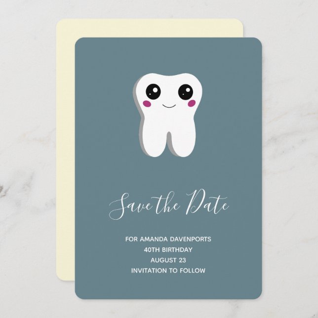 Happy Dental Tooth lächeln Niedlich Save The Date (Vorne/Hinten)