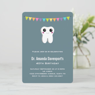 Happy Dental Tooth Lächelnder Niedliche Geburtstag Einladung