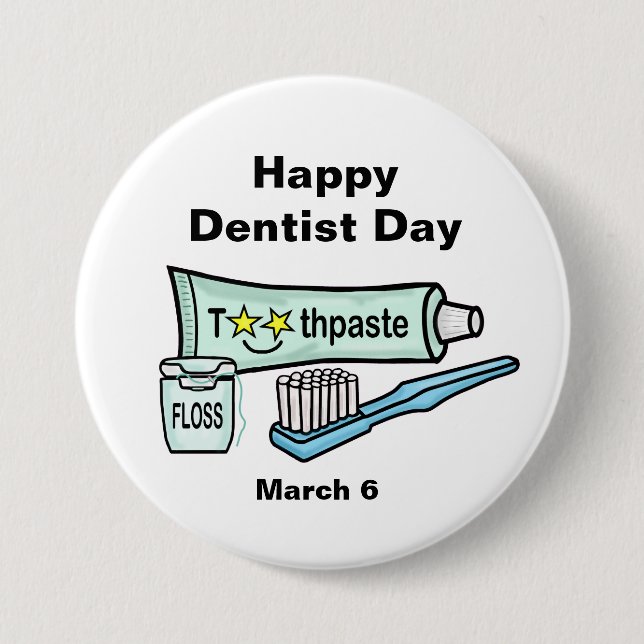 Happy Dentist Day Button oder Name Tag (Vorderseite)