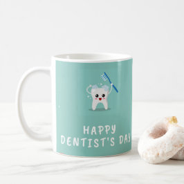 Happy Dentist's Day White Text aquamarin Kaffeetasse
