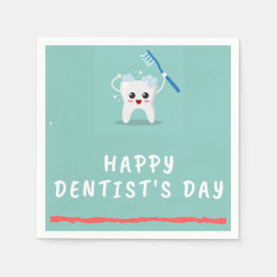 Happy Dentist's Day White Text aquamarin Serviette