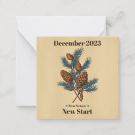 Happy Dezember Grußkarte mit Tannenzweigen und Mitteilungskarte